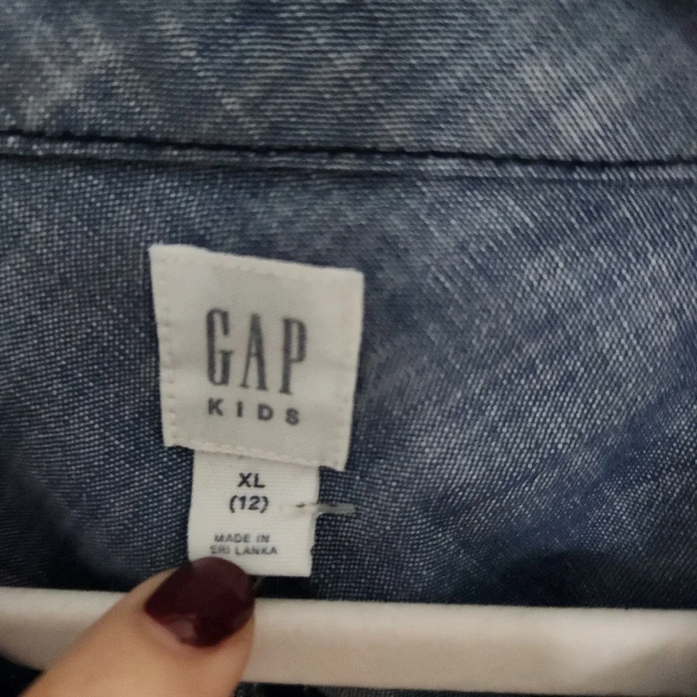 Gap Kids Long Sleeve Plaid Button‎ Up Shirt Blue White Size XL 12 NWT
